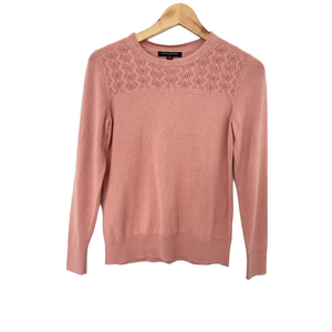 BANANA REPUBLIC DUSTY PINK/PALE PINK SWEATER WITH DELICATE KNIT NECKLINE DETAIL